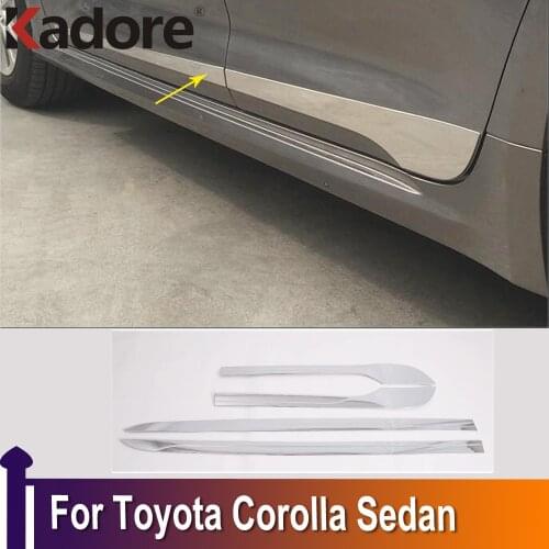 For Toyota Corolla Sedan 2019 2020 2021 ABS Chrome Door Side Line Garnish Body Molding Cover Trim Guard Protector Styling