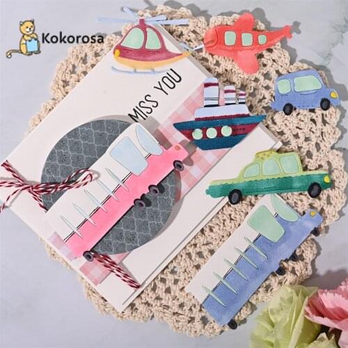 Kokorosa Car Airplane Ship Mould Cutting Dies Metal Dies Scrapbooking Album Card Making Embossing Stencil Diecuts New 2021