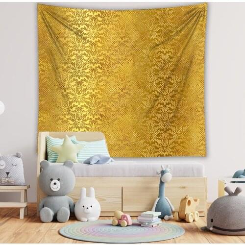 Tapestry Wall Painting Damask Gold Gorgeous Muslim Pattern Worship Home Decor Macrame Wall Hanging
