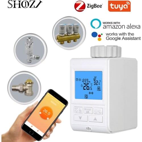 TUYA TRV Thermostatic Radiator Valve Temperature Controller Smart Radiator Thermostat Valve Control Support Alexa, Google Home
