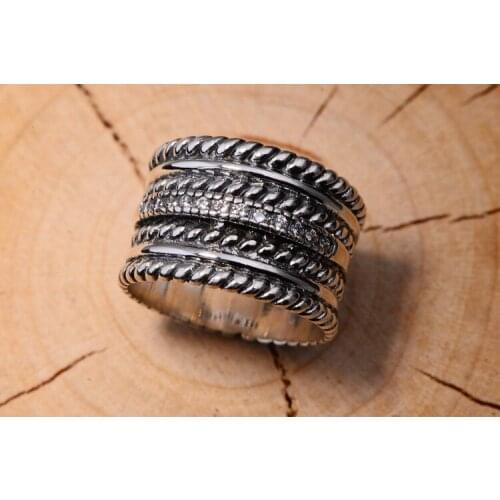 925 Sterling Silver Mens WOMEN Biker oxidized wide Ring Rings Jewelry A3955
