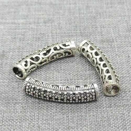 3pcs of 925 Sterling Silver Flower Tube Beads w/ Marcasite Style for Bracelet