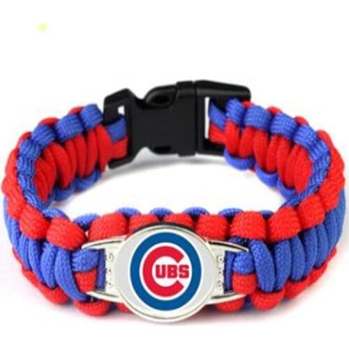 Hot selling USA Baseball Cubs Team Paracord Bracelet 550 Rope Survival Braided Rope Escape Bracelet