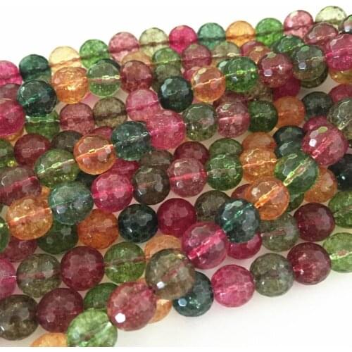 Multicolor simulated tourmaline high quality stone crystal 6mm 8mm 10mm 12mm round faceted loose beads jewels 15inch B178