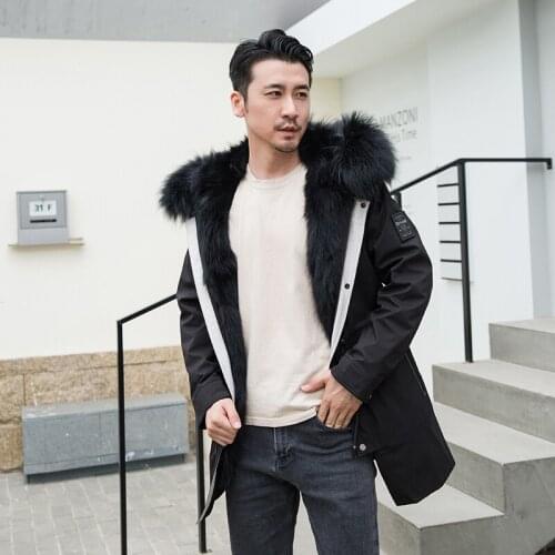 Winter Parkas Men Jacket Real Raccoon Fur Coat 2020 Fashion Warm Thick Outwear Fast Shipping