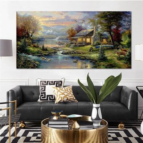 5 d cross stitch diamond painting villa diamond embroidery decor,diy diamond mosaic 3d Natural landscape deer house,N942