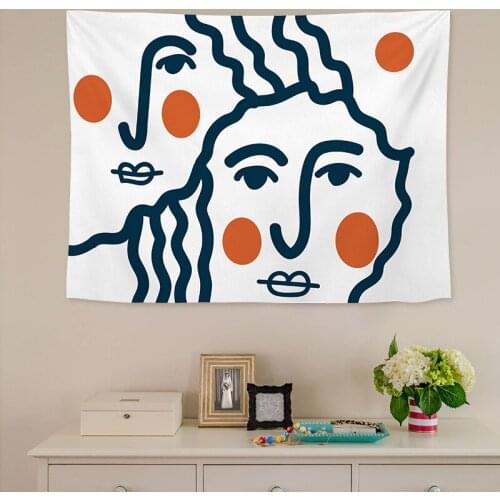 Abstract Painting Wall Tapestry Boho Decor INS Cute Drawing Baby Kids Room Decor Women Psychedelic Throw Blanket Tapestries