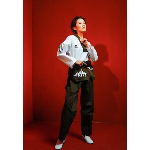 New Flower fire Taekwondo uniform adult Tae kwon do road men and women long-sleeved Taekwondo Stitching doboks