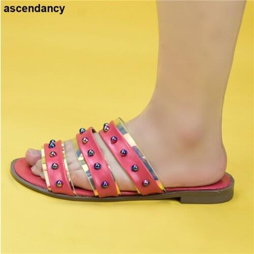 Latest Design African Wedding Shoe Decorated with Rhinestone Low Heels Slip on Women Pumps Elegant 2020 Summer Woman Slippers