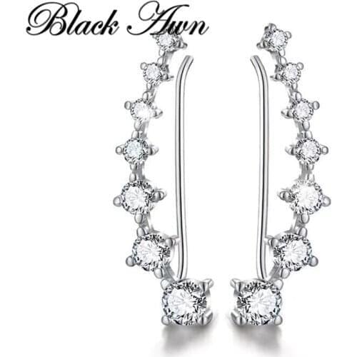 2021 New 925 Sterling Silver Jewelry Engagement Drop Earrings For Women Black Spinel Female Earring Gift I292