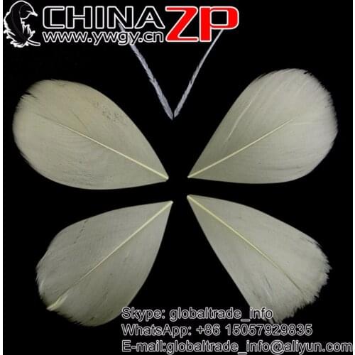 CHINAZP Bulk Wholesale 100pcs/lot 3~7cm High Quality Real Natural Beige Goose Trimmed Feathers for Costumes Cosplay Decoration