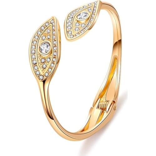 ORNAPEADIA Fashion Gold Bracelet for Women Female Light Luxury Alloy Bangles Inlaid Gold with Crystal Jewelry