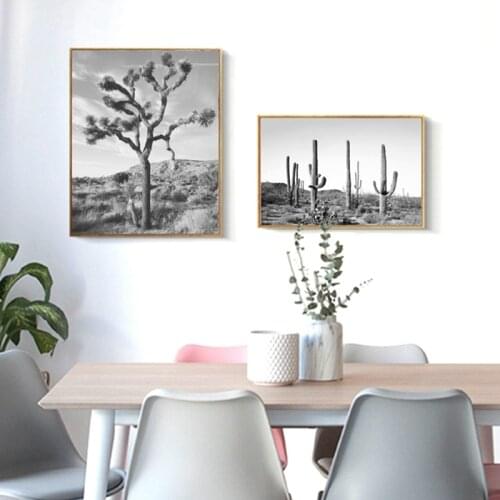 Desert Cactus Posters Prints Boho Wall Art Desert Landscape Canvas Painting Black White Pictures Modern Photography Home Decor