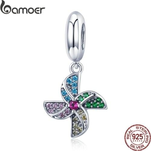 BAMOER Fashion Real 925 Sterling Silver Windmill Pendants Charms fit Bracelets Necklace Engagement Accessories SCC971