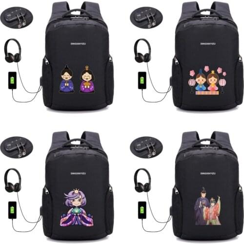 Anime Hinamatsuri backpack USB charging Anti-theft Laptop backpack student School Backpack Teenagers Travel bag 14 style