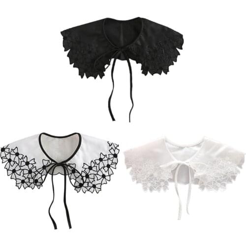 Detachable Shawl with Floral Selvege False Collar with Fixing Straps