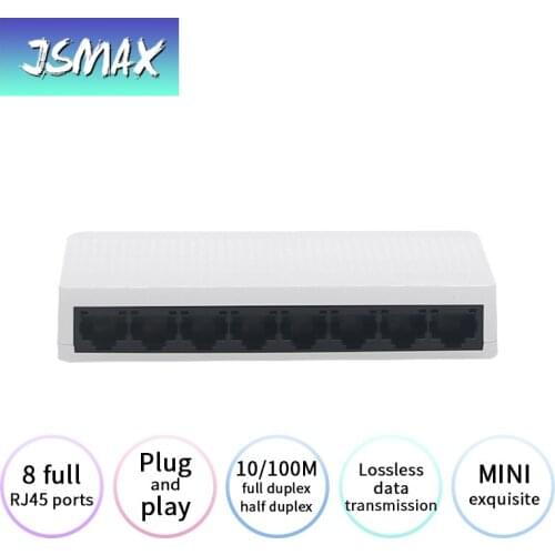 JSMAX JSS108 8 Ports Ethernet Switch 10/100Mbps RJ45 Networking Switch With Auto MDI/MDIX Plug And Play