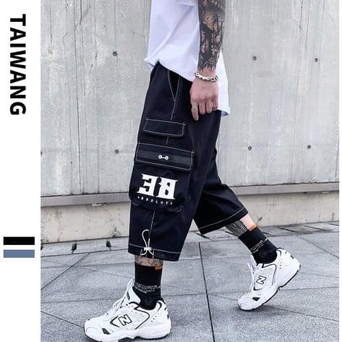 Cropped shorts mens summer new style mens trousers youth tide brand overalls shorts mens pants