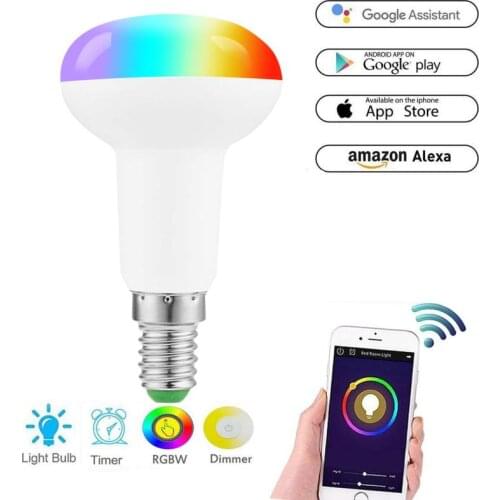 Smart Control Lamp WiFi Alexa Voice Control LED Bulb 7W E14 RGB Energy Saving Dimming Multicolor Changing Smart Light Bulbs
