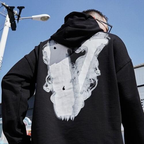 New VLONE Hoodies Sweatshirts Men Smoke Demon Angel Big V Fog Long Sleeve Hip Hop Loose Hoodie Women Tide Brand