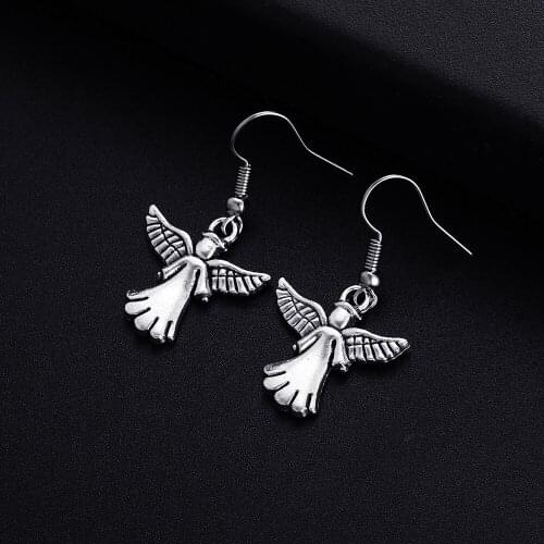 Trendy Vintage Angel Shape Dangle Earrings for Women Girl Retro Drop Earrings Cute Small Object Earring Jewelry Bijoux