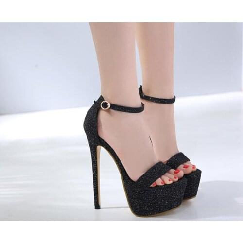 Classic beautifu word with shiny summer new cents hate high high shoes super high heel stiletto waterproof platform sexy sandals