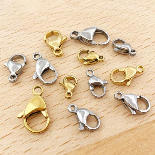 10pcs Stainless Steel Lobster Clasps for Bracelet Necklace Hooks Chain Closure Findings Accessories for Jewelry Making