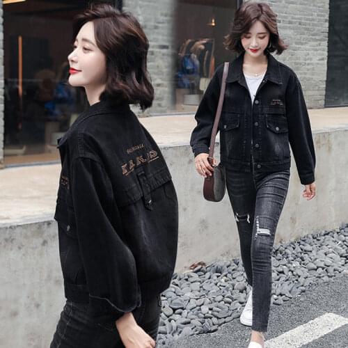 Fall 2021 Women Crop Jacket Designer Jean Jackets Wide-waisted Turn-down Collar Coats COTTON Linen High Street Denim Outwear