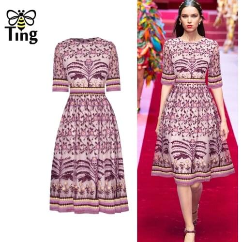 Tingfly Runway Fashion Flower Embroidery Knee Length A Line Dress Women Vintage Elegant High Quality Casual Dress Plus Size Zafu