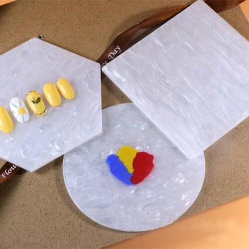 1pc Nail Art Palette Shell Piece False Nail Tips Display Board Gel Polish Color Mixing Hexagon/Round/Square Photo Props Tools