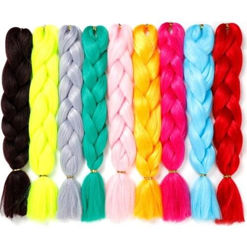 100G 24Inch Single Ombre Color Glowing For Hair Wholesale Synthetic Hair Extension Twist Jumbo Braiding Hair