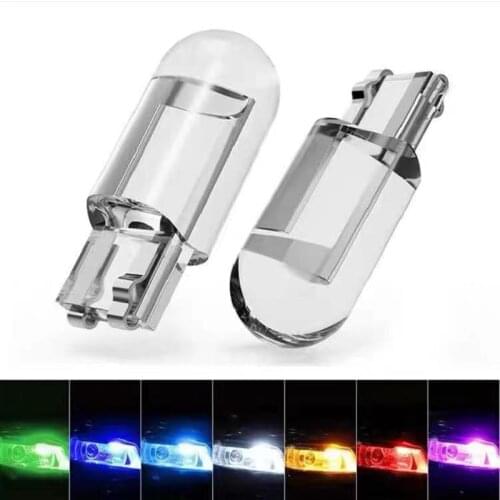 2/10 Pcs Super Bright W5W 194 T10 LED Glass Housing Cob Car Bulb 6000K White Green Blue Red Wedge License Plate Lamp Dome Light