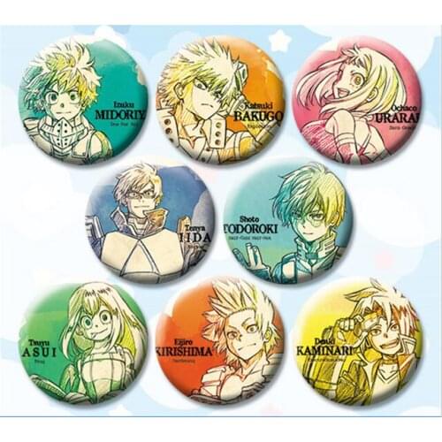 58mm Badges Boku No Hero Academy AsuiTsuyu Yaoyorozu Momo My Hero Academy Brooch Pins Round Icons