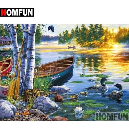 HOMFUN 5D DIY Diamond Painting Full Square/Round Drill "Ship goose" 3D Embroidery Cross Stitch gift Home Decor A10030