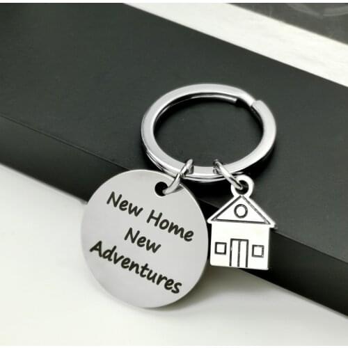 2021 Home House Keychain Engraved New Home New Adventure Key Chain Keyring Couples Housewarming Gifts Lovely Gift