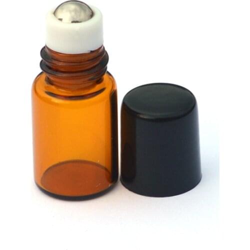 Fast Shipping 10pcs 2ml Mini Perfume Sample Amber Roller Glass Bottle 2ml Refillable Essential Oil Roll-on Bottle