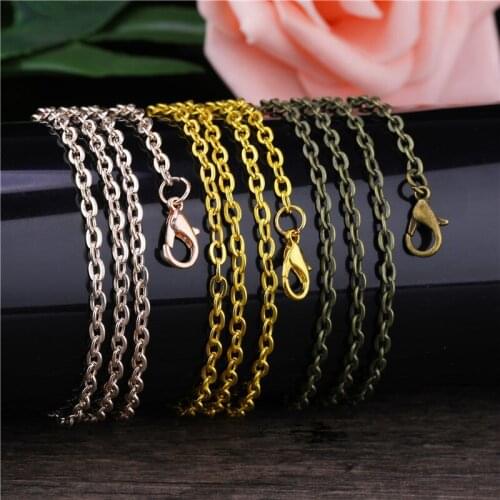 5pcs Gold Color Link Chains Necklace With Lobster Clasps Extender Chains Metal Open Link Chains Bulk Necklace Making Length 78cm