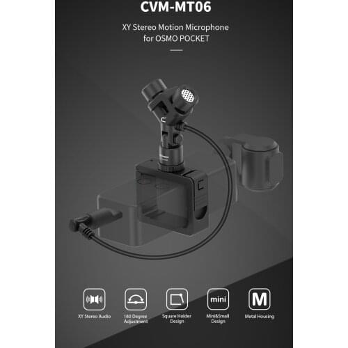 Comica CVM-MT06 3.5mm XY Stereo Dual-Mic Microphone Action Camera Video Mic for DJI Osmo Pocket with Windscreen