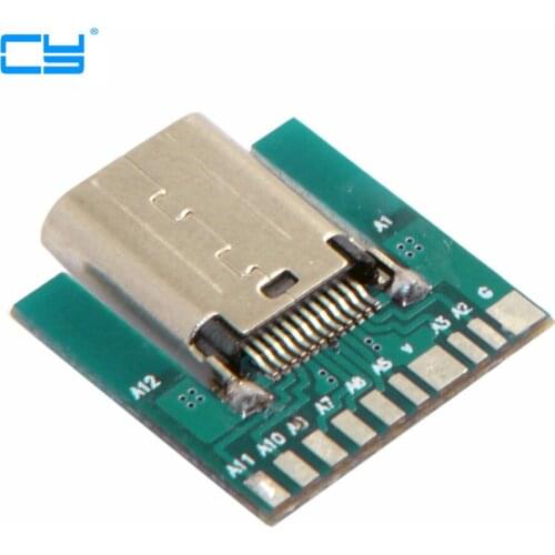 DIY 24pin USB-C USB 3.1 Type C Male & Female Plug & Socket Connector SMT type with PC Board 1 set , Free shipping By China Post