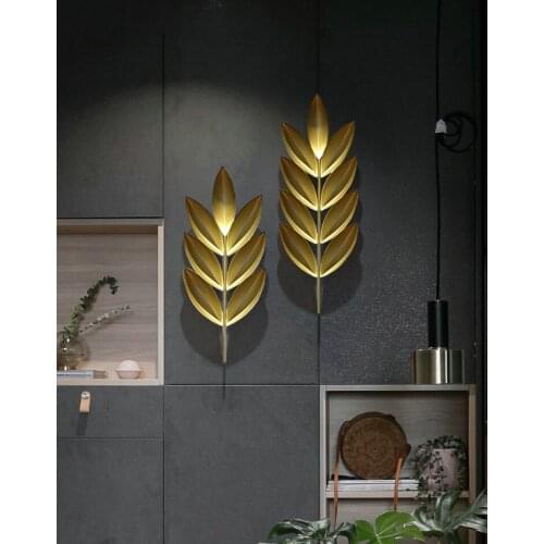European Wrought Iron Gold Branch Leaf Type Wall Hanging Crafts Home Livingroom Wall Sticker Decoration Porch Aisle Wall Murals