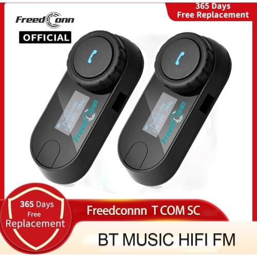 FreedConn TCOM-SC Motorcycle Bluetooth Helmet Intercom Headset 800M Wireless Motorbike Head Interphone with LCD Screen FM Radio