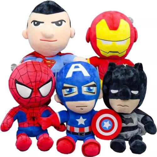 Disney 5Pcs/set 27cm Spiderman Plush Toys Movie Dolls Marvel Avengers Soft Stuffed Hero Captain America Iron Gifts for Kids