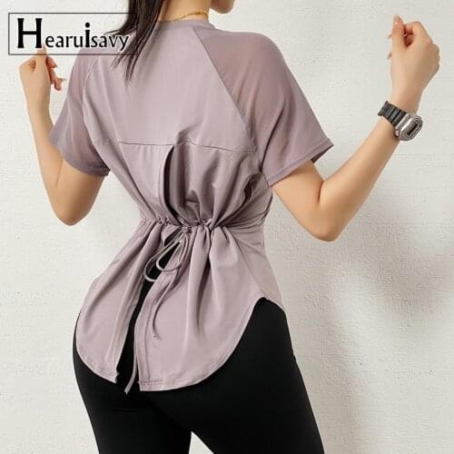 Summer Breathable Yoga Shirts Quick-Dry Short Sleeved O-Neck Running T-shirt Yoga Exercise T-shirt Loose Fitness Sport Tees Top