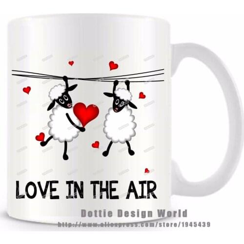 Love in the air funny novelty travel mug Ceramic white coffee tea milk cup Best Personalized Birthday Christmas Valentines gifts