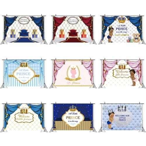 Little Prince Princess Party Backdrops Baby Shower Kids Birthday Party Decoration Sticker Poster Photography Background Props