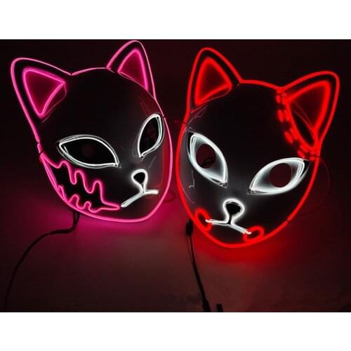 Demon Slayer Tanjirou Mask Sabito Mascarilla Anime Masks Makomo Cosplay Masques Halloween Costume Mascaras LED