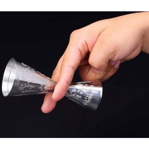 30/60ML stainless steel engraved scale measuring cup double head wine ounces oz cup wine bar measuring cup
