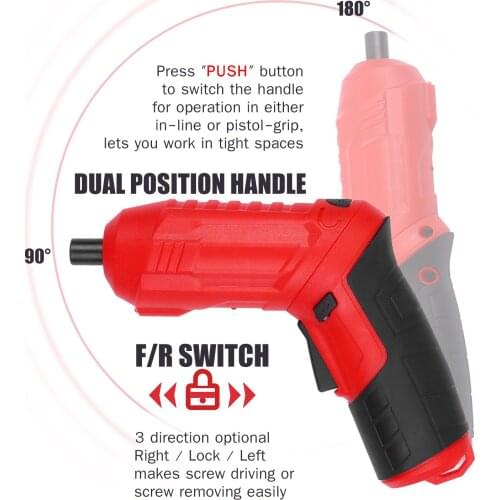 Cordless Screwdriver 47Pcs 3.5Nm Electric Screwdriver Set 3.6V 1800mAh USB Rechargeable Ratchet Wrench Front LED 2 Position