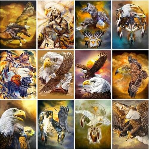 Diamond Painting Kits Full Round With AB Drill 5D DIY Eagle Diamond Embroidery Animals Cross Stitch Kit Home Decor Gift Art