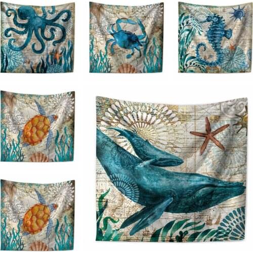 Marine Animal Nordic Style Tapestry Wall Hanging Beach Towel Art Carpet Decorative Tapestry